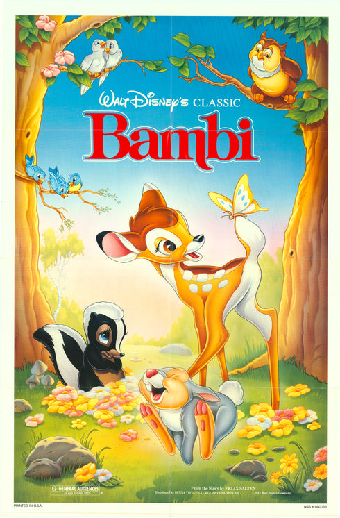 bambi 1988 one sheet poster folded